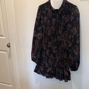 Zara Black and Brown Floral Mini Dress